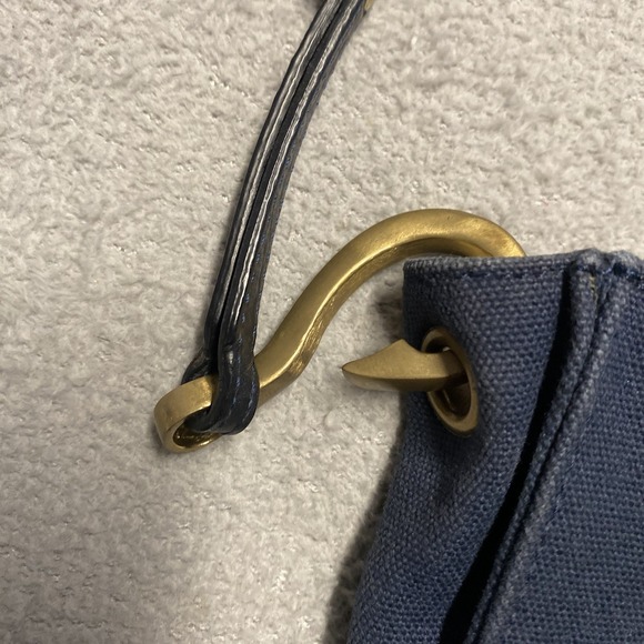 Gunner's Daughter Handbag Blue Canvas Nautical Gold Accent Crossbody Made In USA - Picture 3 of 12